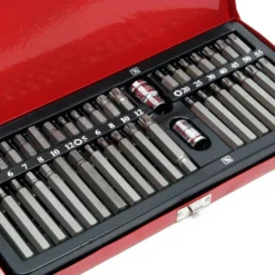 Wiltec Bitset 40-teilig mit 2 Bithaltern und 38 Bits im praktischen Koffer, Bitsatz, Bit Set, Schraubendreher