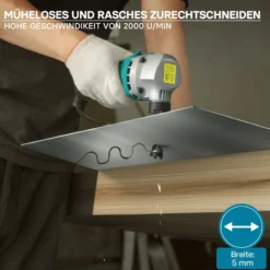 Wiltec Blechknabber 500 W mit Schnitttiefe bis 2,5 mm, Blechnibbler mit um 360° drehbarem Knabberkopf, Nibbler Blechschere