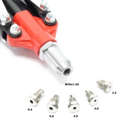 Wiltec Blindnietzange 150 teilig mit 5 Mundstücken 3,2-6,4 mm, Nietzange Nietsatz mit rutschfesten Griffen, Nietgerät Blindnietsatz, Nietzenzange