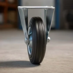 Wiltec Bockrolle Ø125mm mit Gummirad und Metallfelge 100kg Tragkraft, Vollmaterial Apparaterolle Transportrolle Möbelrolle, leiser Lauf