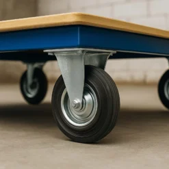 Wiltec Bockrolle Ø125mm mit Gummirad und Metallfelge 100kg Tragkraft, Vollmaterial Apparaterolle Transportrolle Möbelrolle, leiser Lauf