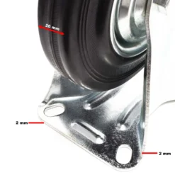Wiltec Bockrolle Ø125mm mit Gummirad und Metallfelge 100kg Tragkraft, Vollmaterial Apparaterolle Transportrolle Möbelrolle, leiser Lauf
