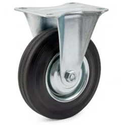 Wiltec Bockrolle Ø125mm mit Gummirad und Metallfelge 100kg Tragkraft, Vollmaterial Apparaterolle Transportrolle Möbelrolle, leiser Lauf