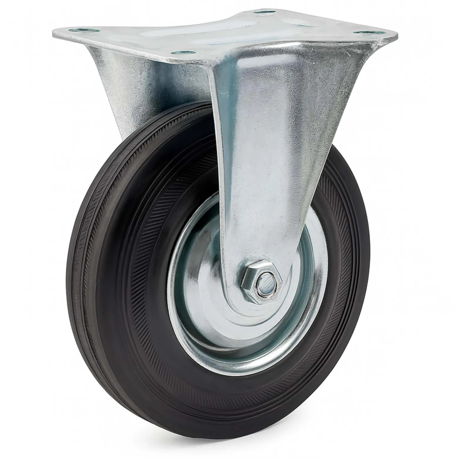 Wiltec Bockrolle Ø125mm mit Gummirad und Metallfelge 100kg Tragkraft, Vollmaterial Apparaterolle Transportrolle Möbelrolle, leiser Lauf
