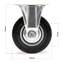 Wiltec Bockrolle Ø125mm mit Gummirad und Metallfelge 100kg Tragkraft, Vollmaterial Apparaterolle Transportrolle Möbelrolle, leiser Lauf