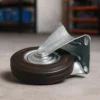 Wiltec Bockrolle Ø200mm mit Gummirad und Metallfelge 150kg Tragkraft, Vollmaterial Apparaterolle Transportrolle Möbelrolle, leiser Lauf