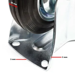 Wiltec Bockrolle Ø200mm mit Gummirad und Metallfelge 150kg Tragkraft, Vollmaterial Apparaterolle Transportrolle Möbelrolle, leiser Lauf