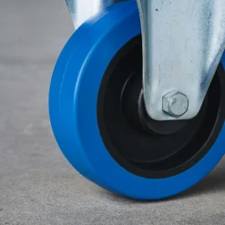 Wiltec Bockrolle Ø160mm mit Kunststoffrad und Anbauplatte bis 300kg Transportrolle leiser Lauf Dämpfung Apparaterolle Möbelrolle
