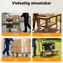 Wiltec Bockrolle Ø215mm Transportrolle 58mm breit bis max. 100kg gelb aus Vollmaterial mit fixierter Halterung pannensicher, leiser Lauf