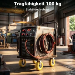 Wiltec Bockrolle Ø215mm Transportrolle 58mm breit bis max. 100kg gelb aus Vollmaterial mit fixierter Halterung pannensicher, leiser Lauf