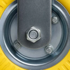 Wiltec Bockrolle Ø215mm Transportrolle 58mm breit bis max. 100kg gelb aus Vollmaterial mit fixierter Halterung pannensicher, leiser Lauf