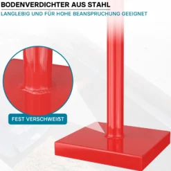 Wiltec Bodenverdichter 11,5 kg aus Stahl, 83 cm hoch, mit 20 x 20 cm Grundplatte und T-Griff zum Verdichten, Handstampfer Bodenstampfer für Gartenarbeit
