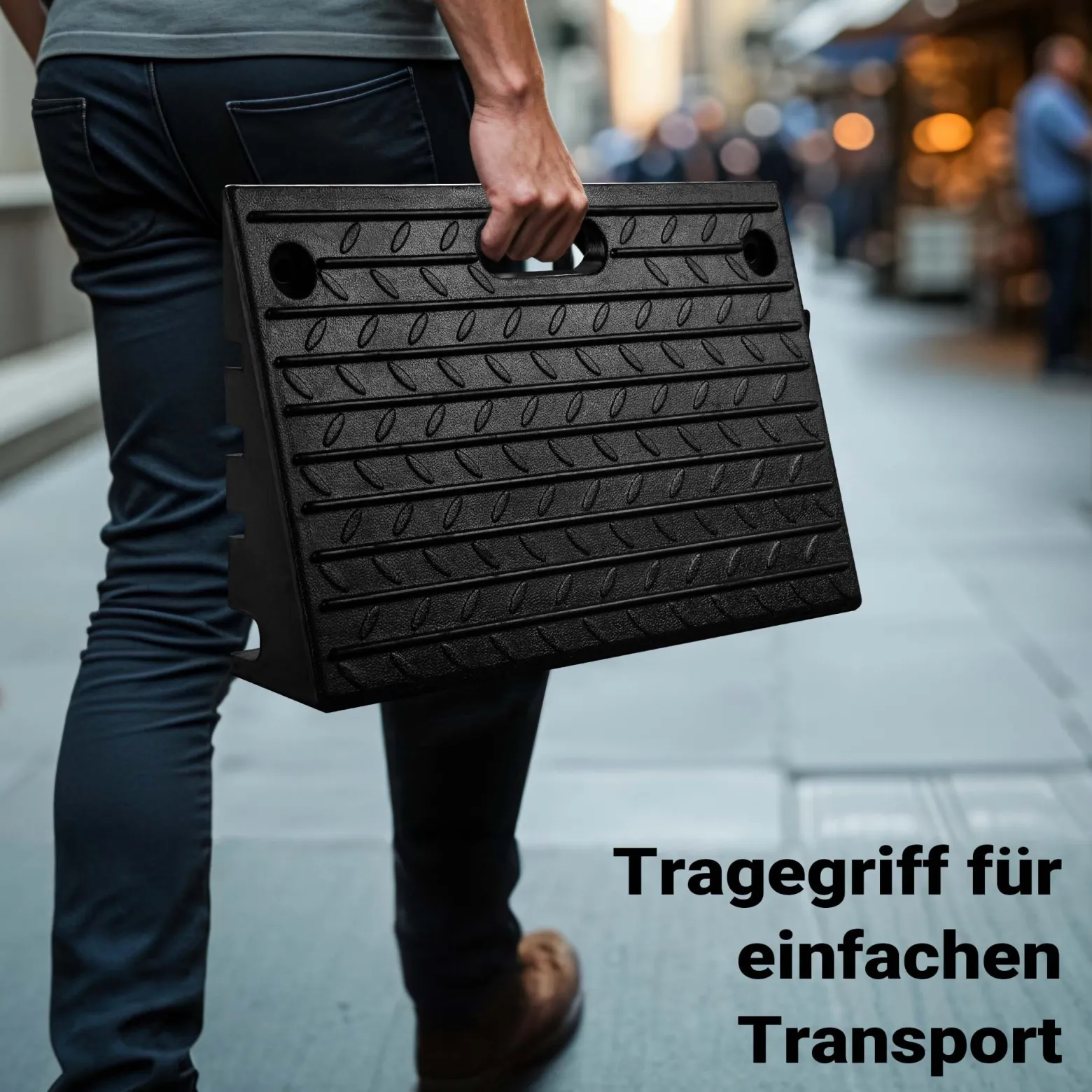 Wiltec Bordsteinrampe bis 50 t, Rampe aus robustem Gummi 500 x 315 x 107 mm, Modularer Aufbau, KFZ Auffahrrampe für Pkw, Motorrad oder Lkw