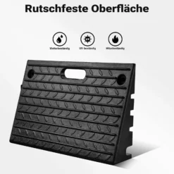 Wiltec Bordsteinrampe bis 50 t, Rampe aus robustem Gummi 500 x 315 x 107 mm, Modularer Aufbau, KFZ Auffahrrampe für Pkw, Motorrad oder Lkw