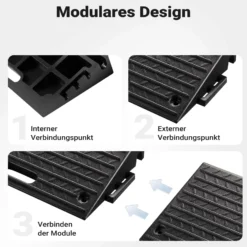 Wiltec Bordsteinrampe bis 50 t, Rampe aus robustem Gummi 500 x 315 x 107 mm, Modularer Aufbau, KFZ Auffahrrampe für Pkw, Motorrad oder Lkw