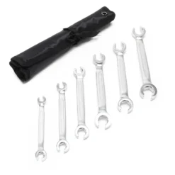 Wiltec Bremsleitungsschlüssel Set 6-tlg. 8-19 mm für Bremsleitung, Leitungsschlüssel Maulschlüssel zum Bremsen Entlüften, Montage Demontage
