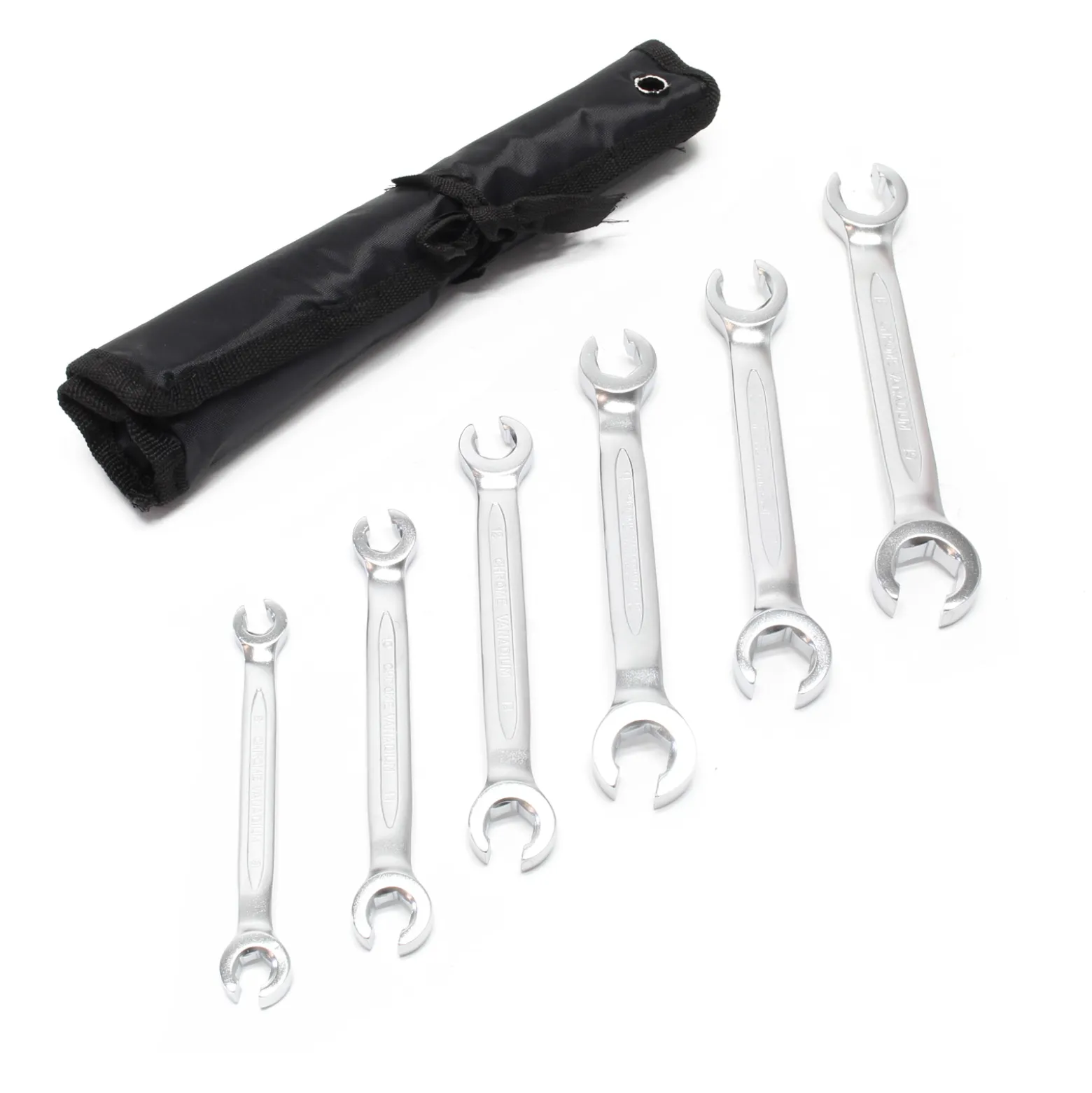 Wiltec Bremsleitungsschlüssel Set 6-tlg. 8-19 mm für Bremsleitung, Leitungsschlüssel Maulschlüssel zum Bremsen Entlüften, Montage Demontage