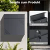 Wiltec Briefkasten Anthrazit V63 aus Stahl 37 x 11 x 37 cm, Wandbriefkasten mit Zeitungsfach und Schlüssel