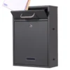 Wiltec Briefkasten anthrazit V52 Postkasten mit Namensschildfenster und 2 Schlüsseln als Wandbriefkasten oder Standbriefkasten