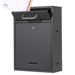 Wiltec Briefkasten anthrazit V52 Postkasten mit Namensschildfenster und 2 Schlüsseln als Wandbriefkasten oder Standbriefkasten