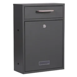Wiltec Briefkasten anthrazit V52 Postkasten mit Namensschildfenster und 2 Schlüsseln als Wandbriefkasten oder Standbriefkasten