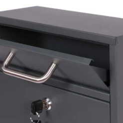 Wiltec Briefkasten anthrazit V52 Postkasten mit Namensschildfenster und 2 Schlüsseln als Wandbriefkasten oder Standbriefkasten
