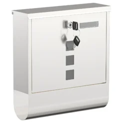 Wiltec Briefkasten mit Zeitungsrolle 305 x 95 x 335 mm, Wandbriefkasten mit Namensschild, Sichtfenstern, Schloss und Zeitungsrolle, Postkasten aus Edelstahl