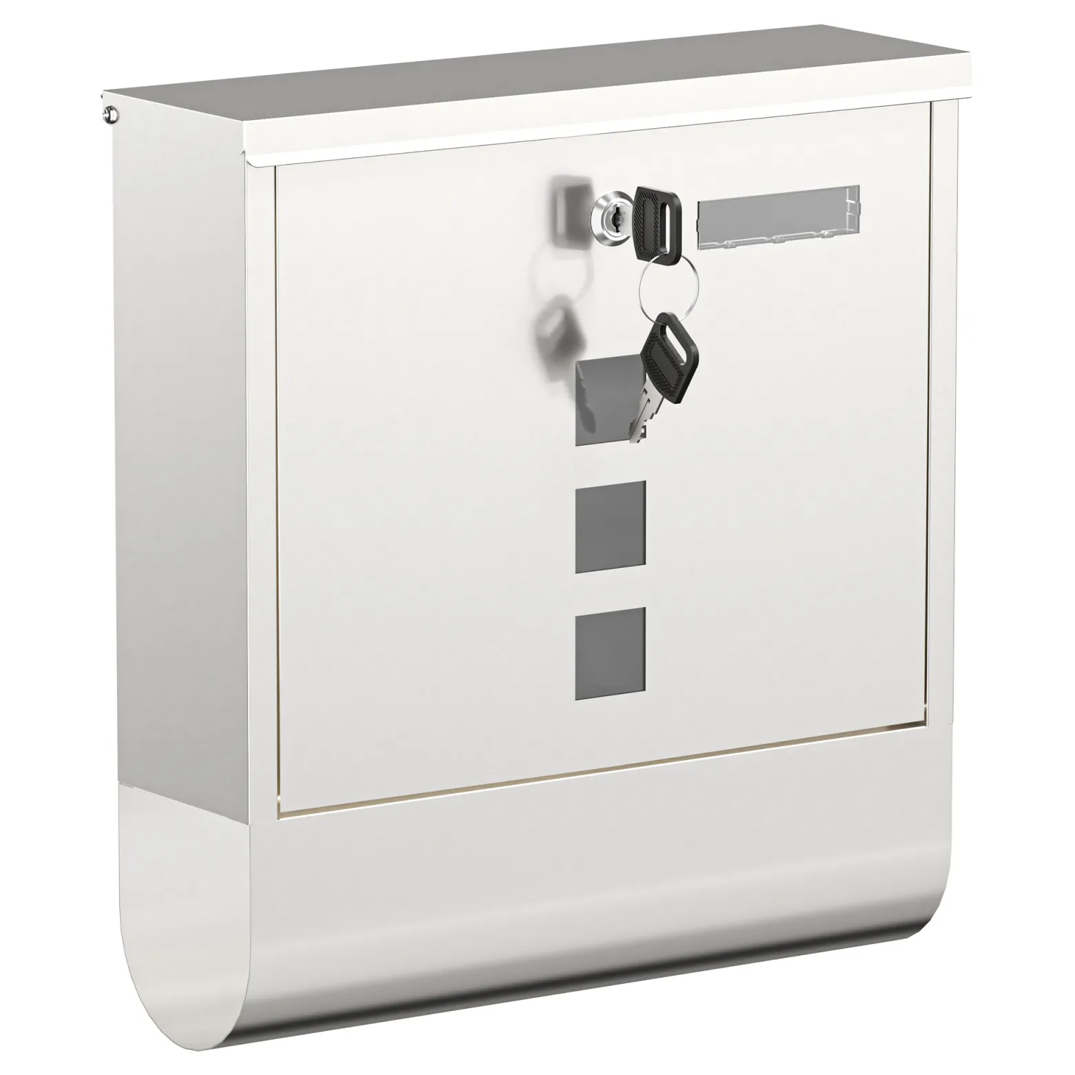 Wiltec Briefkasten mit Zeitungsrolle 305 x 95 x 335 mm, Wandbriefkasten mit Namensschild, Sichtfenstern, Schloss und Zeitungsrolle, Postkasten aus Edelstahl