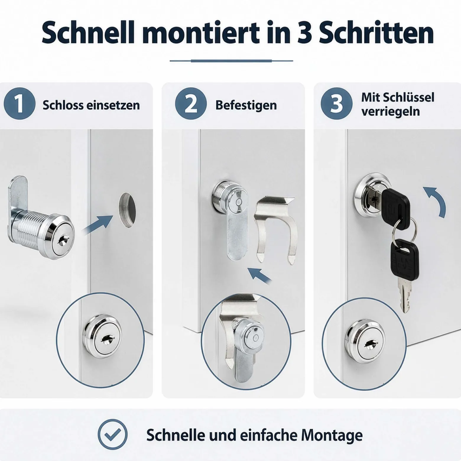 Wiltec Briefkastenschloss 36 x 22,5 x 23 mm inkl. 2 Schlüssel, Gewindekörperlänge 16 mm, Schließweg 90°, Hebelschloss auch als Möbelschloss, Ersatzschloss