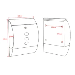 Wiltec Briefkasten Set V18 Anthrazit mit Ständer, Wandbriefkasten mit Schloss, Sichtfenstern und Zeitungsrolle, Postkasten aus pulverbeschichtetem Stahl