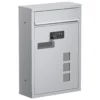 Wiltec Briefkasten silberfarben 215x320x90mm Briefkasten mit Zahlenschloss, Namensschild und Sichtfenster Postkasten aus pulverbeschichtetem Stahl