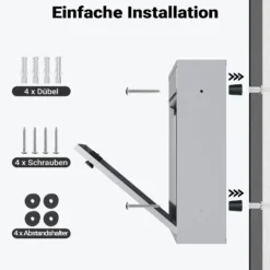 Wiltec Briefkasten silberfarben 215x320x90mm Briefkasten mit Zahlenschloss, Namensschild und Sichtfenster Postkasten aus pulverbeschichtetem Stahl