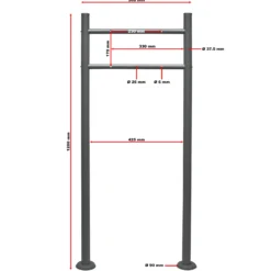 Wiltec Briefkasten Ständer Anthrazit 1200 x 500 mm, Standfuß für Postkasten Briefkästen Mailbox, Briefkastenständer aus Stahl für Standbriefkasten