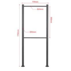 Wiltec Briefkasten Ständer 4-fach Anthrazit 1700 x 700 mm, Vierfach Standfuß für Postkasten Briefkästen Mailbox, Briefkastenständer aus Stahl für Standbriefkasten