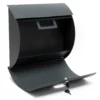 Wiltec Briefkasten V17 Anthrazit 375 x 108 x 330 mm, Wandbriefkasten mit Schloss, Klappe und Namensschild, Postkasten aus Stahl pulverbeschichtet