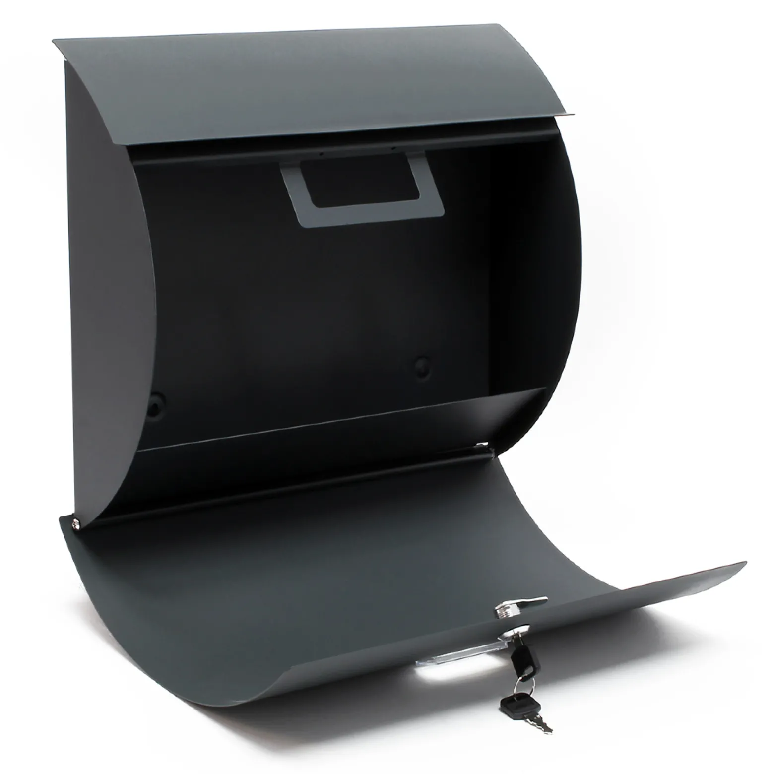 Wiltec Briefkasten V17 Anthrazit 375 x 108 x 330 mm, Wandbriefkasten mit Schloss, Klappe und Namensschild, Postkasten aus Stahl pulverbeschichtet