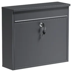 Wiltec Briefkasten V13 Anthrazit 360 x 105 x 315 mm, Wandbriefkasten mit Schloss und Klappe, Postkasten aus Stahl pulverbeschichtet