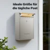 Wiltec Briefkasten V10 Edelstahl 260 x 90 x 350 mm, Wandbriefkasten mit Schloss und Namensschild, Postkasten aus Stahl