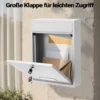 Wiltec Briefkasten weiß V10 Postkasten mit Namensschild, großem Briefschlitz und 2 Schlüsseln Wandbriefkasten aus pulverbeschichtetem Stahl