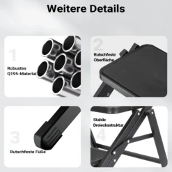 Wiltec Camping Doppeltrittstufe bis 200 kg, 2 Stufen Tritt aus Stahl, Trittleiter für Camping, Outdoor und Haushalt