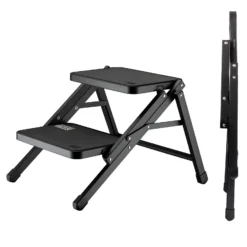 Wiltec Camping Doppeltrittstufe bis 200 kg, 2 Stufen Tritt aus Stahl, Trittleiter für Camping, Outdoor und Haushalt