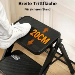 Wiltec Camping Doppeltrittstufe bis 200 kg, 2 Stufen Tritt aus Stahl, Trittleiter für Camping, Outdoor und Haushalt