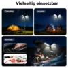 Wiltec Campinglampe V2 LED Strahler 115W 11224 Lumen mit Teleskopstange und Halterung höhenverstellbar Anschluss an 12V-Stromquelle für Camping, Outdoor-Aktivitäten, Baustellen und Notfallsituationen