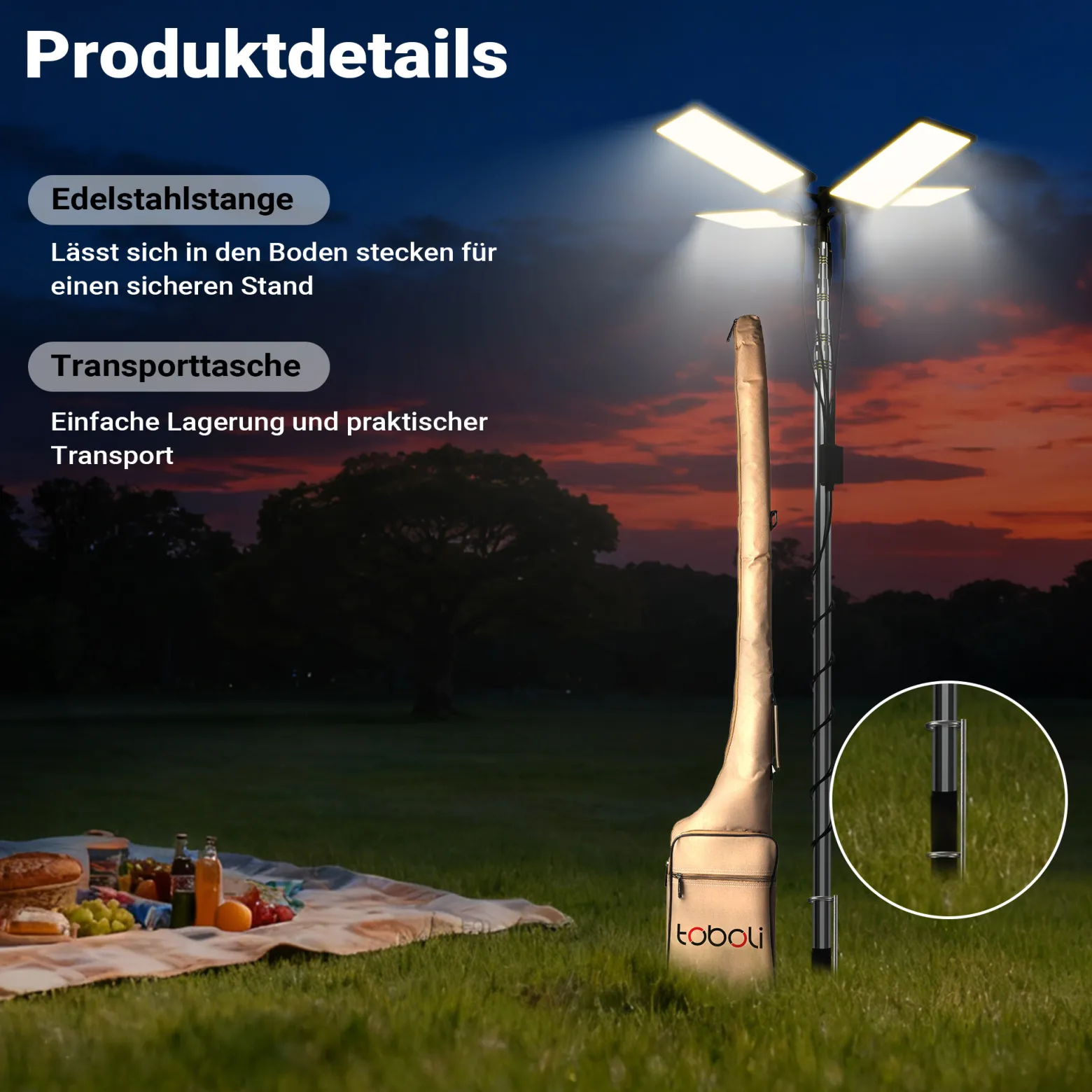Wiltec Campinglampe V2 LED Strahler 115W 11224 Lumen mit Teleskopstange und Halterung höhenverstellbar Anschluss an 12V-Stromquelle für Camping, Outdoor-Aktivitäten, Baustellen und Notfallsituationen