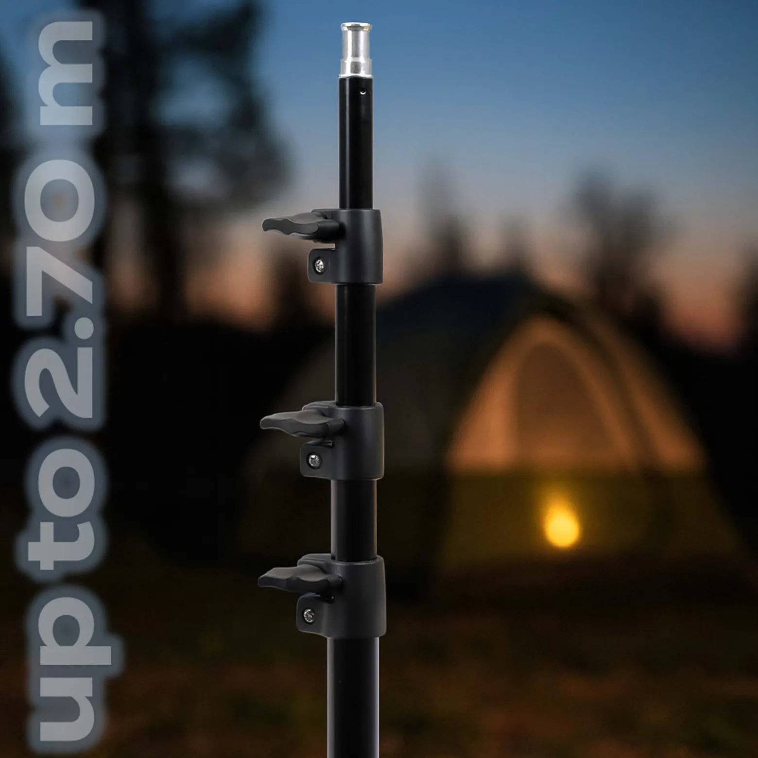 Wiltec Campinglampe V3 LED Strahler 55W 11000 Lumen mit Teleskopstange und Stativ höhenverstellbar Anschluss an 12V-Stromquelle für Camping, Outdoor-Aktivitäten, Baustellen und Notfallsituationen