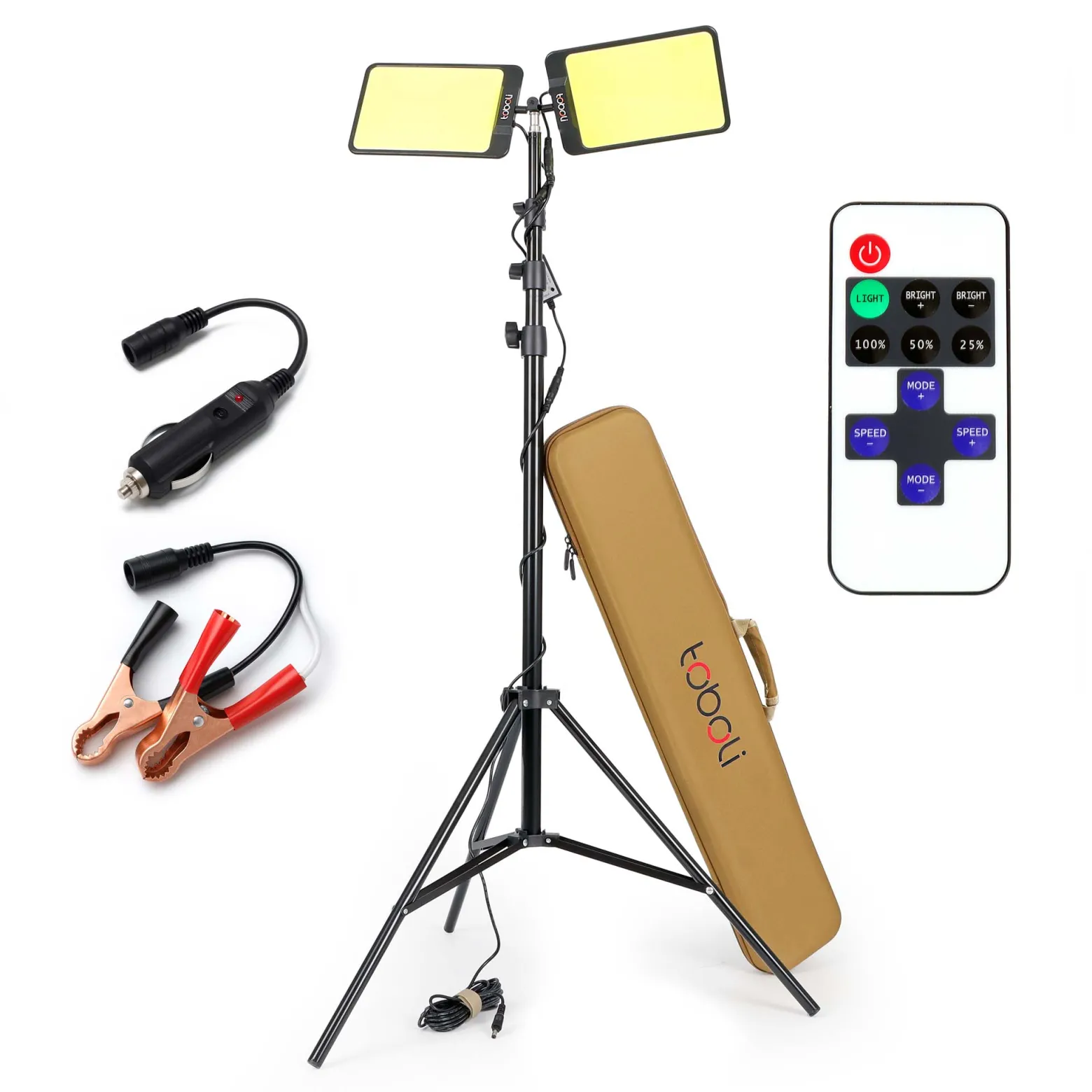 Wiltec Campinglampe V3 LED Strahler 55W 11000 Lumen mit Teleskopstange und Stativ höhenverstellbar Anschluss an 12V-Stromquelle für Camping, Outdoor-Aktivitäten, Baustellen und Notfallsituationen