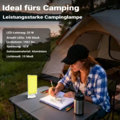 Wiltec Campinglampe V1 LED Strahler 20W 1961 Lumen mit Magnethalterung Anschluss an 12V-Stromquelle für Camping, Outdoor-Aktivitäten, Baustellen und Notfallsituationen Arbeitsleuchte