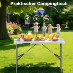 Wiltec Campingtisch klappbar 122x60x75 cm Klapptisch mit Tragegriff Partytisch Biertisch Gartentisch Buffettisch Bierzeltgarnitur Camping Tisch faltbar