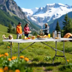 Wiltec Campingtisch klappbar 180x75x74 cm Klapptisch mit Tragegriff Partytisch Biertisch Gartentisch Buffettisch Bierzeltgarnitur Camping Tisch faltbar