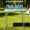 Wiltec Campingtisch klappbar 80x60cm mit weißer Tischplatte aus MDF und Aluminium Rahmen Klapptisch Alu Falttisch Camping Garten Balkon Outdoor Camping Tisch faltbar